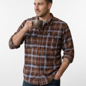 Lee western brown plaid flannel button down shirt large